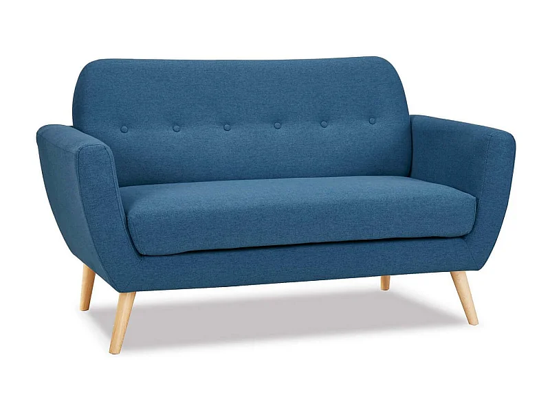MilaniHome.it - Divano 2 Posti Blu Melange Stile Moderno Di Design Contemporaneo Con Bottoni Per Salotto Casa Hotel, Stile Moderno, , Cm 147x79x86 Hdi coloreBlu