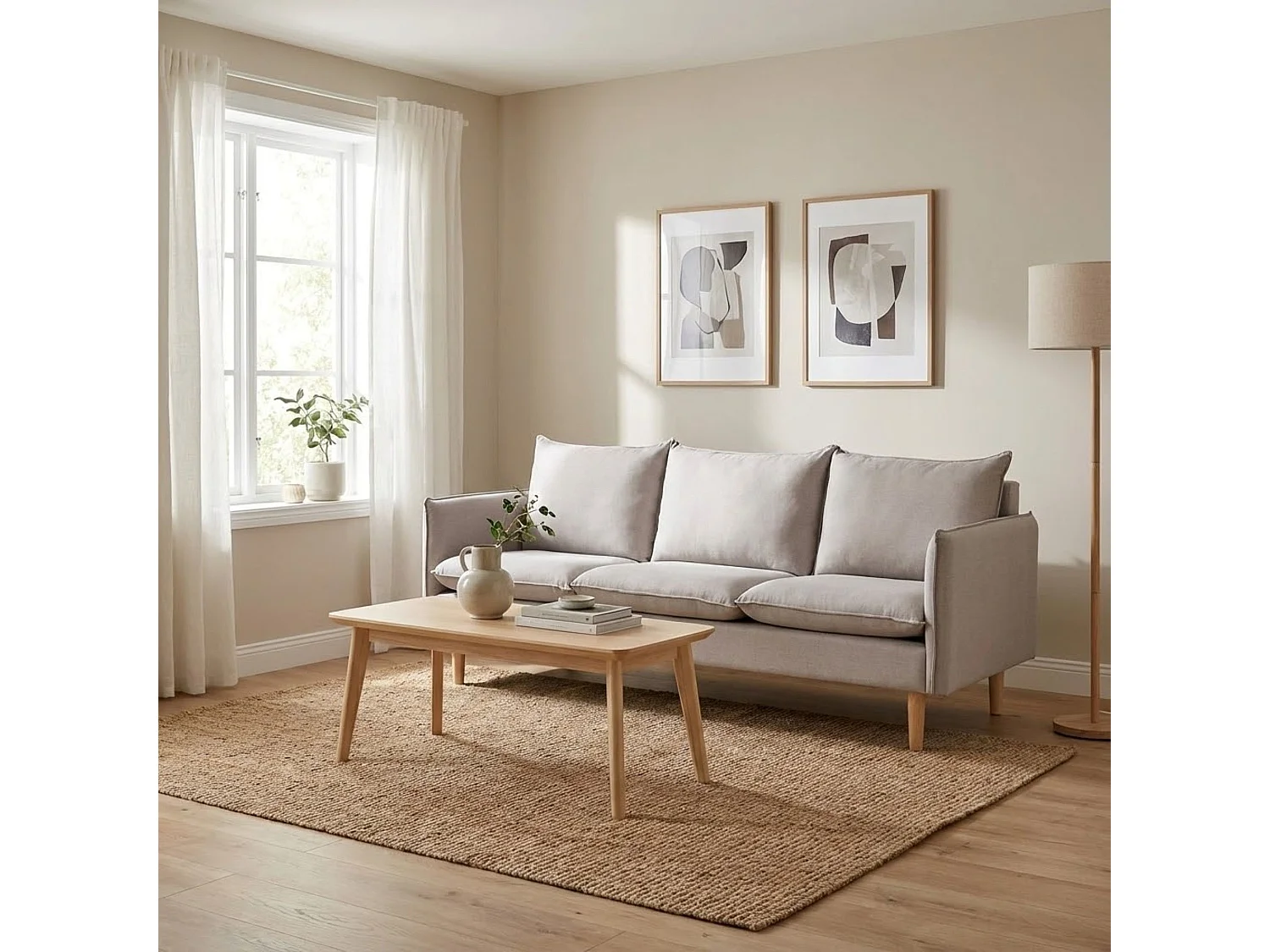 MilaniHome.it - divano 3 posti stile nordico scandinavo 188x84x51 hdi coloreBeige