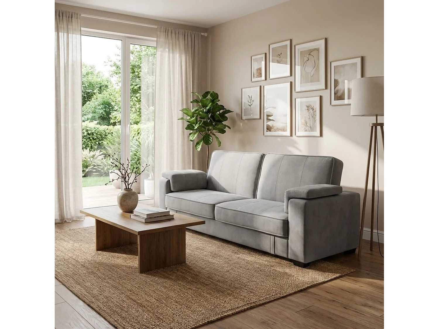 MilaniHome.it - divano letto 3 posti ergonomico per il soggiorno trasormabile in lettodi coloreTortora