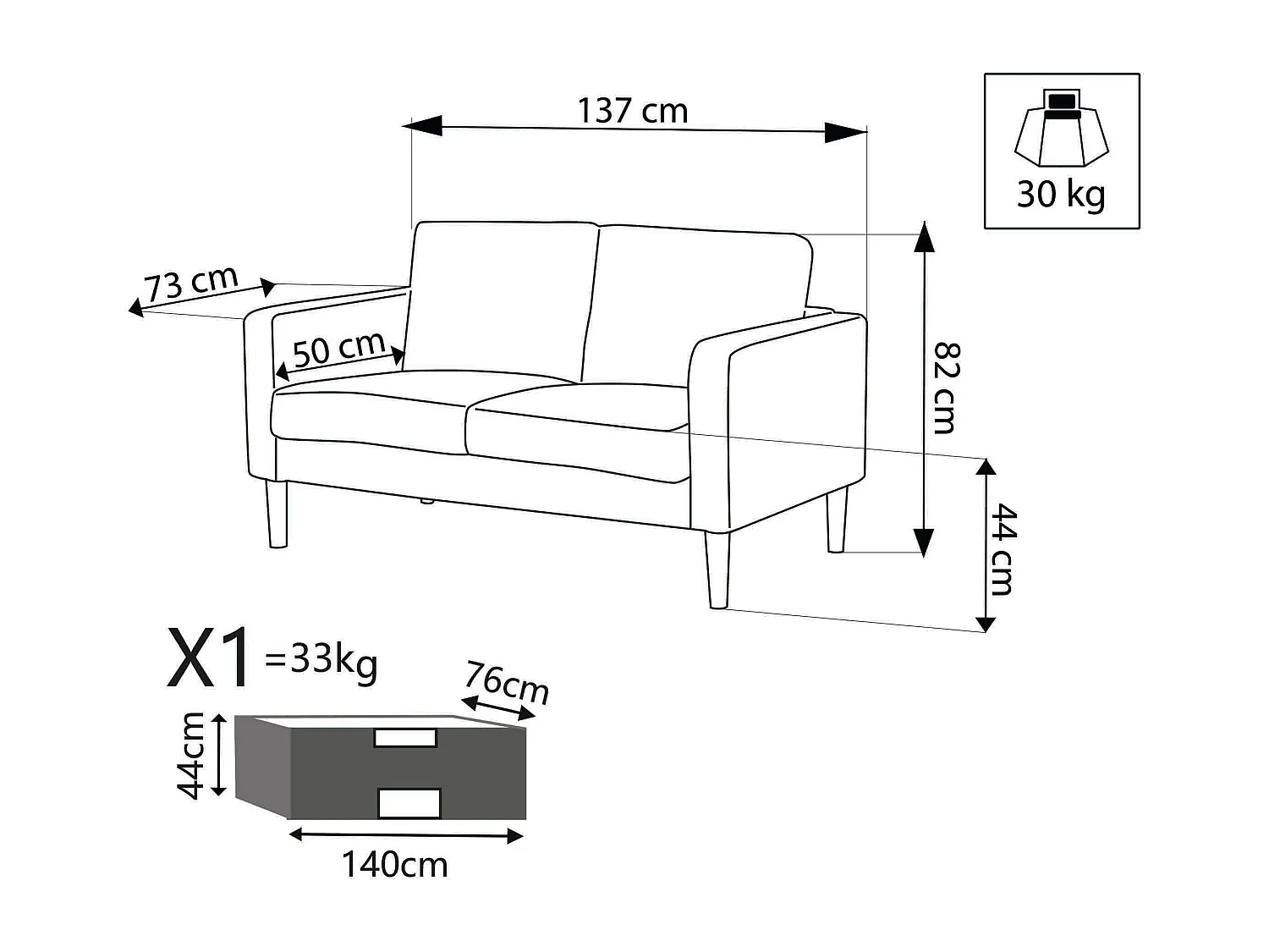 MilaniHome.it - Divano in tessuto 2 posti colorato di design scandinavo moderno per interno casa salotto sala d'attesa ufficiodi coloreBeige