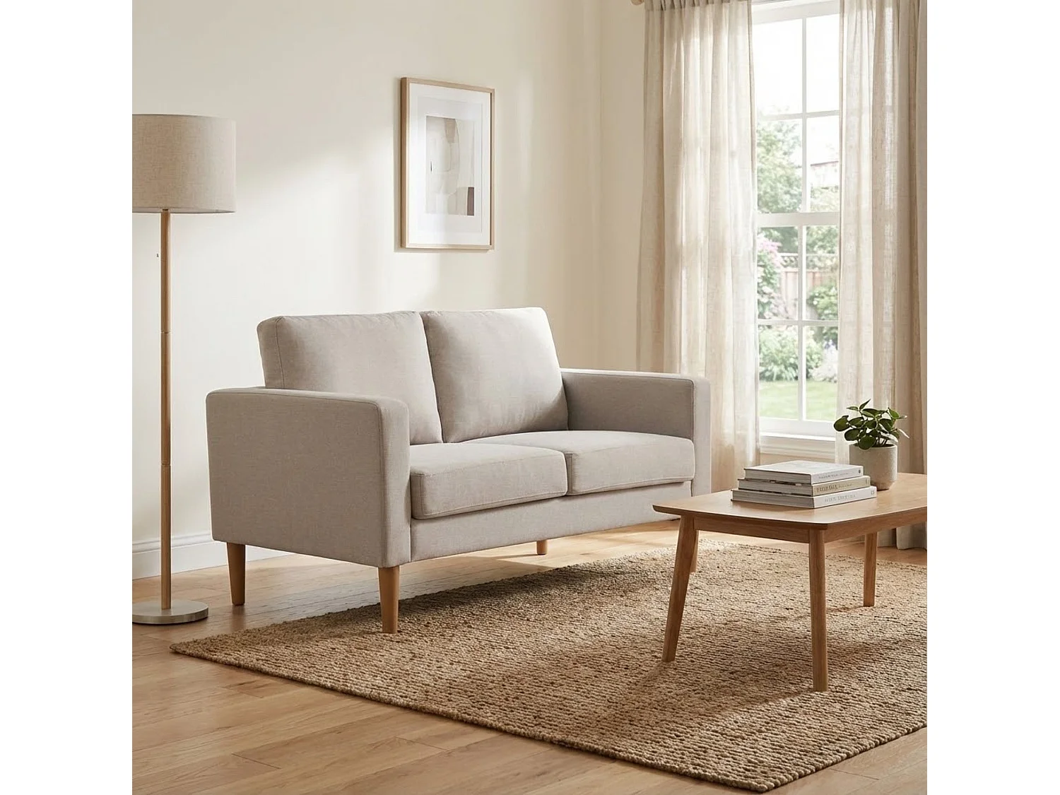 MilaniHome.it - Divano in tessuto 2 posti colorato di design scandinavo moderno per interno casa salotto sala d'attesa ufficiodi coloreBeige