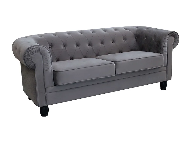 MilaniHome.it - divano vintage in ecopelle 3 posti cm 197x74x82 h di design inglese per salotto modernodi coloreGrigio