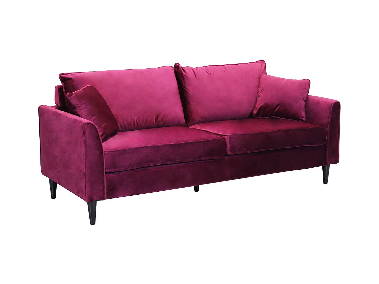 MilaniHome.it - Divano in velluto 3 posti per salotto soogiorno sala d'attesa 196x81x89 hdi coloreRosso
