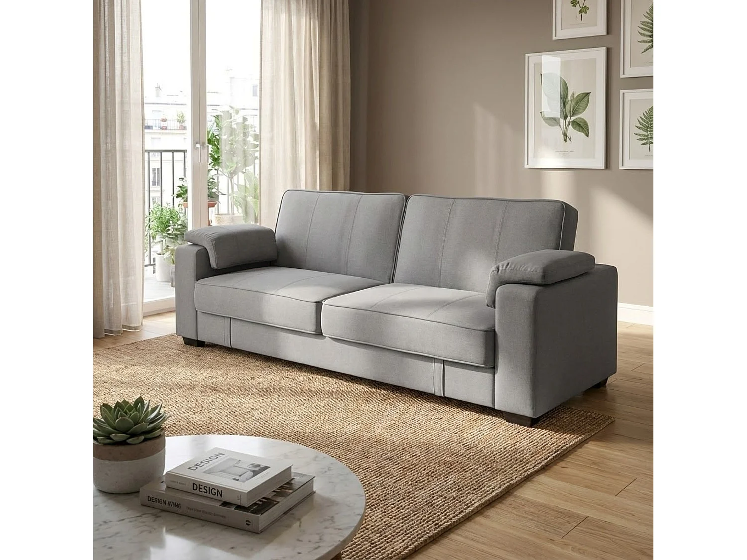 MilaniHome.it - divano letto 3 posti ergonomico per il soggiorno trasormabile in lettodi coloreGrigio chiaro