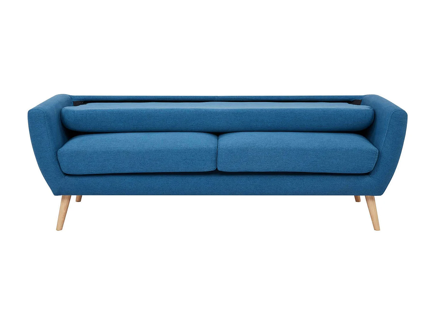 MilaniHome.it - Divano 3 Posti Blu Melange Stile Moderno Di Design Contemporaneo Con Bottoni Per Salotto Casa Hotel, Stile Moderno, , 193x79x86 Hdi coloreBlu