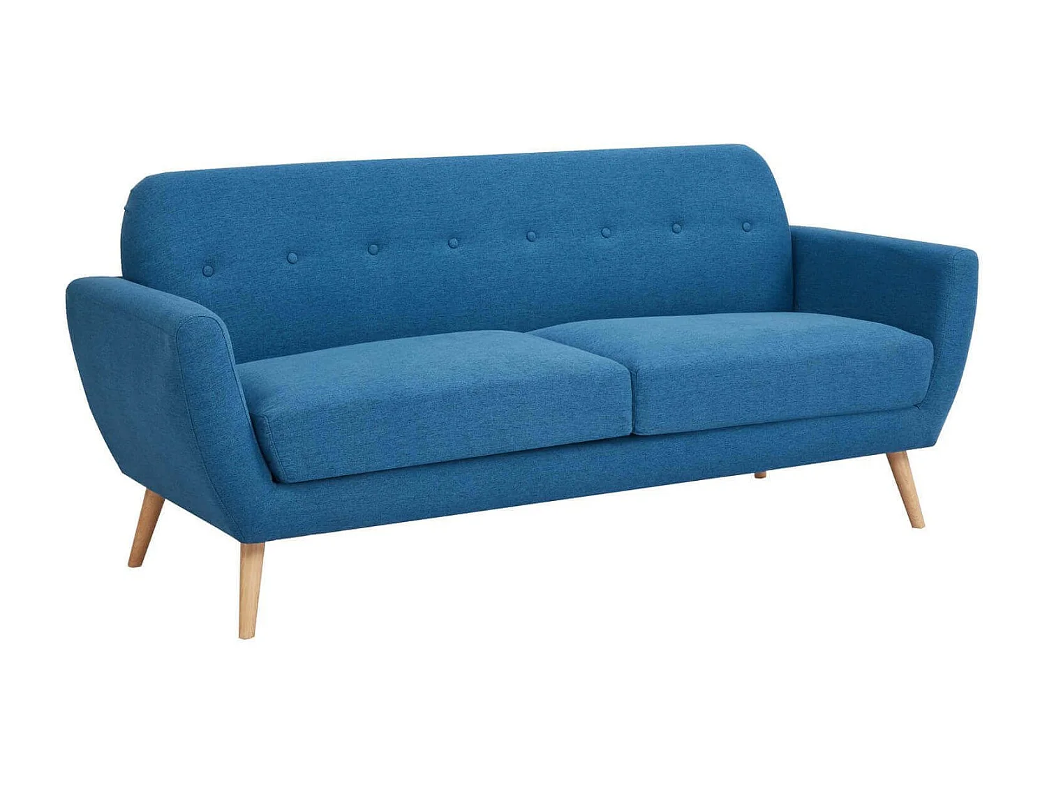 MilaniHome.it - Divano 3 Posti Blu Melange Stile Moderno Di Design Contemporaneo Con Bottoni Per Salotto Casa Hotel, Stile Moderno, , 193x79x86 Hdi coloreBlu