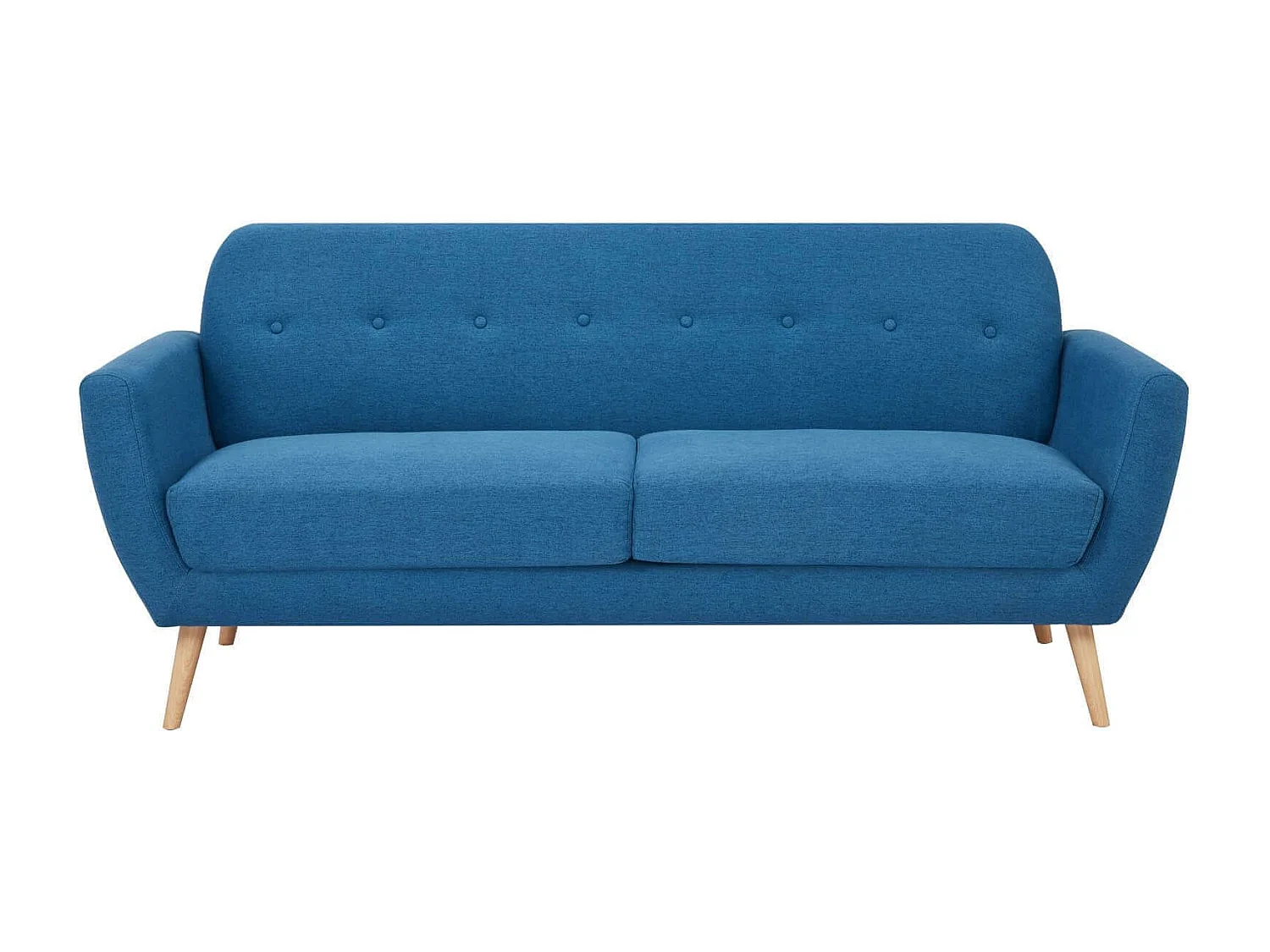 MilaniHome.it - Divano 3 Posti Blu Melange Stile Moderno Di Design Contemporaneo Con Bottoni Per Salotto Casa Hotel, Stile Moderno, , 193x79x86 Hdi coloreBlu