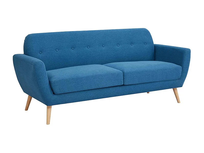 MilaniHome.it - Divano 3 Posti Blu Melange Stile Moderno Di Design Contemporaneo Con Bottoni Per Salotto Casa Hotel, Stile Moderno, , 193x79x86 Hdi coloreBlu