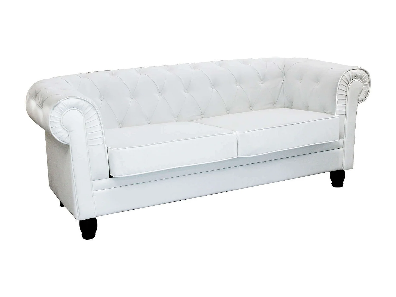 MilaniHome.it - divano vintage in ecopelle 3 posti cm 197x74x82 h di design inglese per salotto modernodi coloreBianco