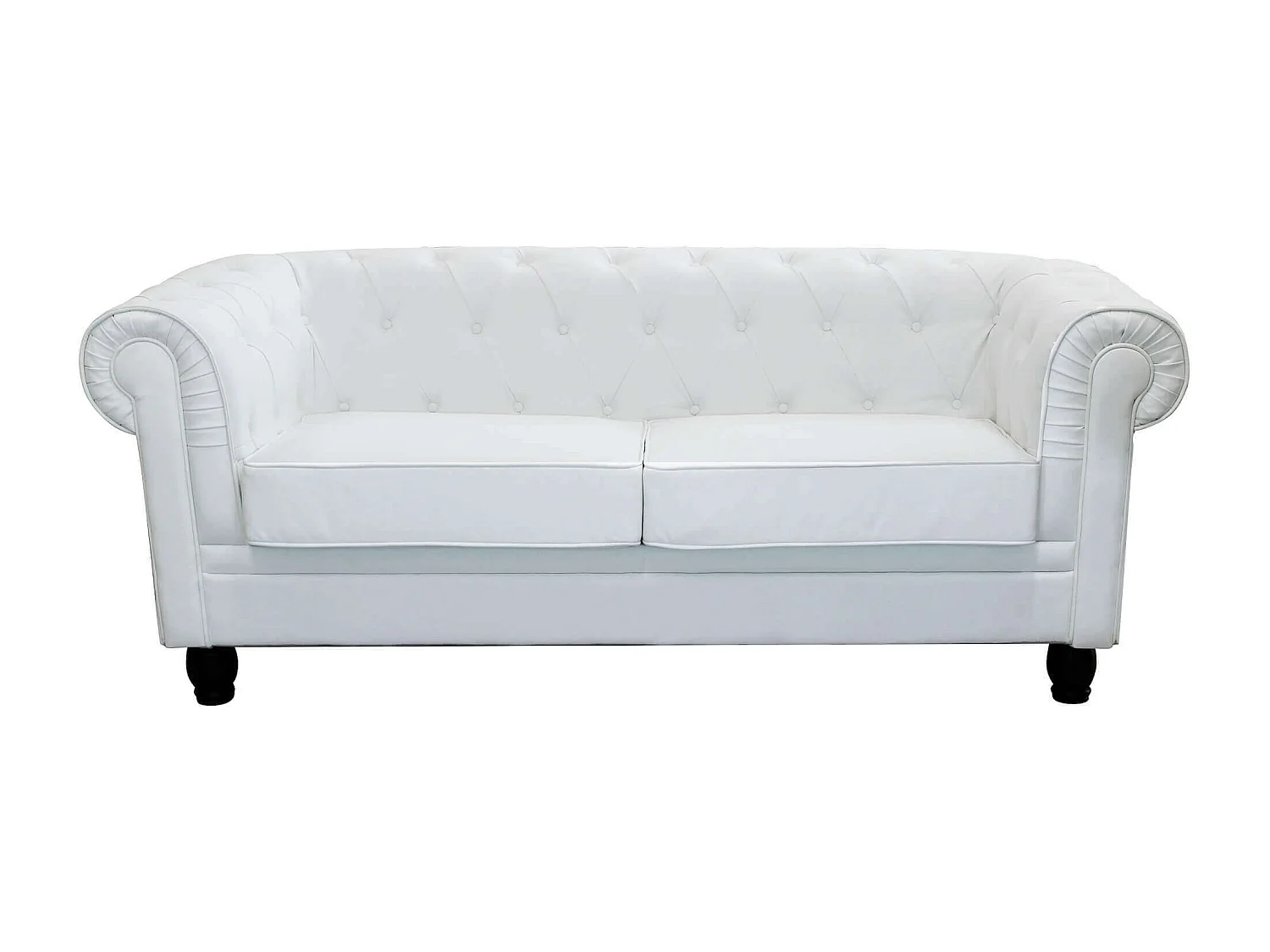 MilaniHome.it - divano vintage in ecopelle 3 posti cm 197x74x82 h di design inglese per salotto modernodi coloreBianco