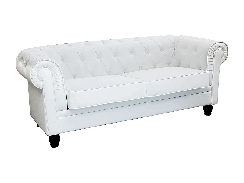 MilaniHome.it - divano vintage in ecopelle 3 posti cm 197x74x82 h di design inglese per salotto modernodi coloreBianco