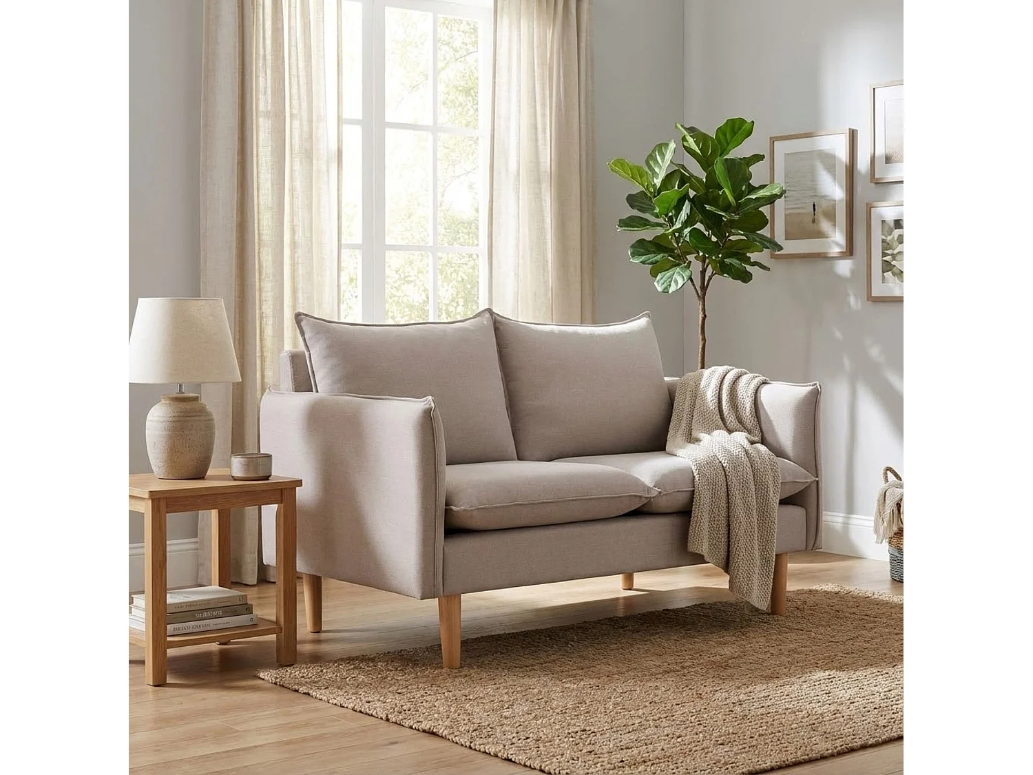 MilaniHome.it - divano 2 posti stile nordico scandinavo 130x84x51 hdi coloreBeige