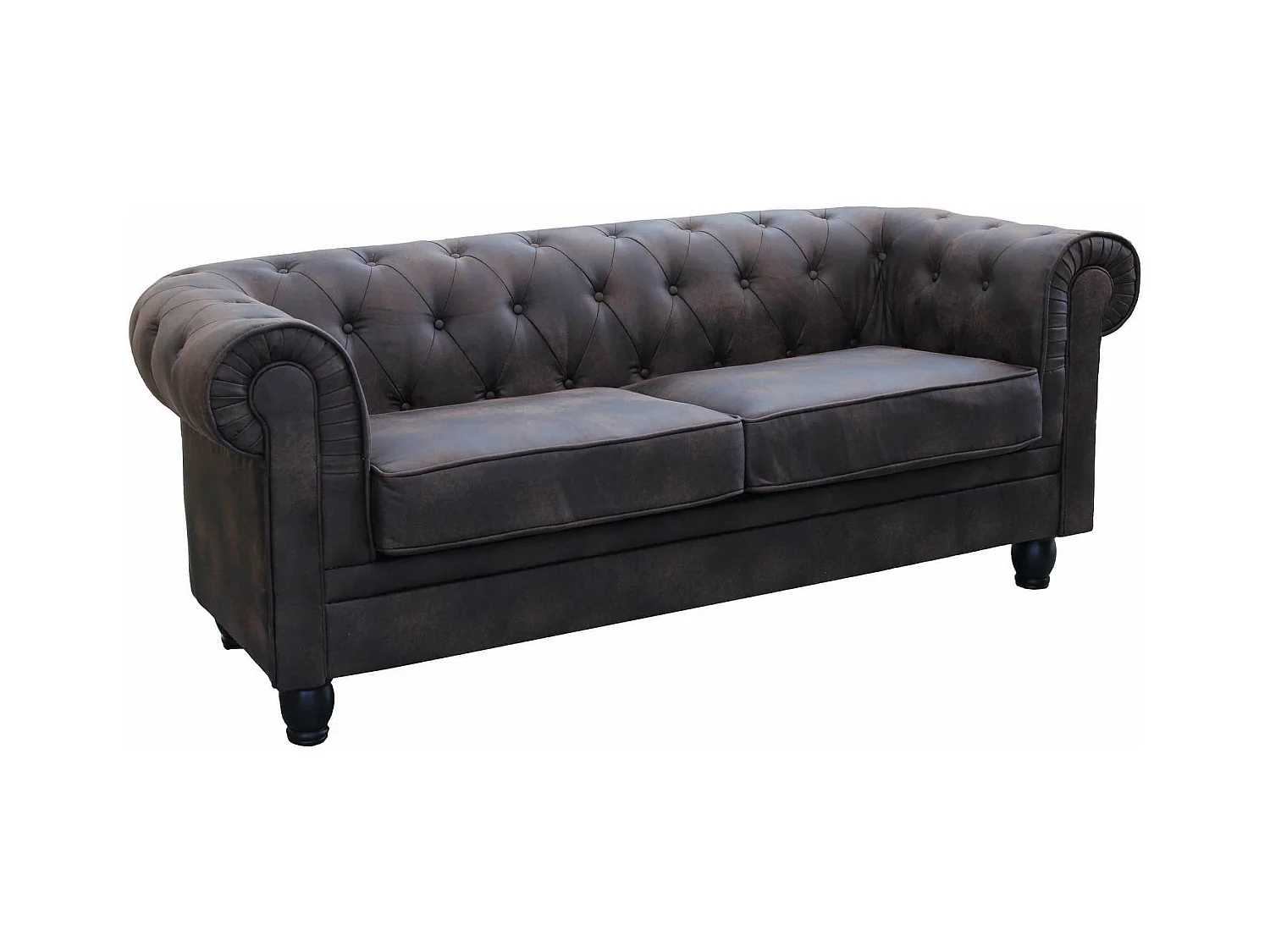 MilaniHome.it - divano vintage in ecopelle 3 posti cm 197x74x82 h di design inglese per salotto modernodi coloreMarrone