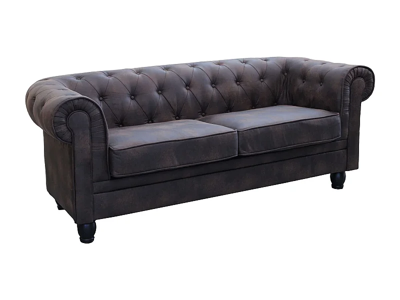 MilaniHome.it - divano vintage in ecopelle 3 posti cm 197x74x82 h di design inglese per salotto modernodi coloreMarrone