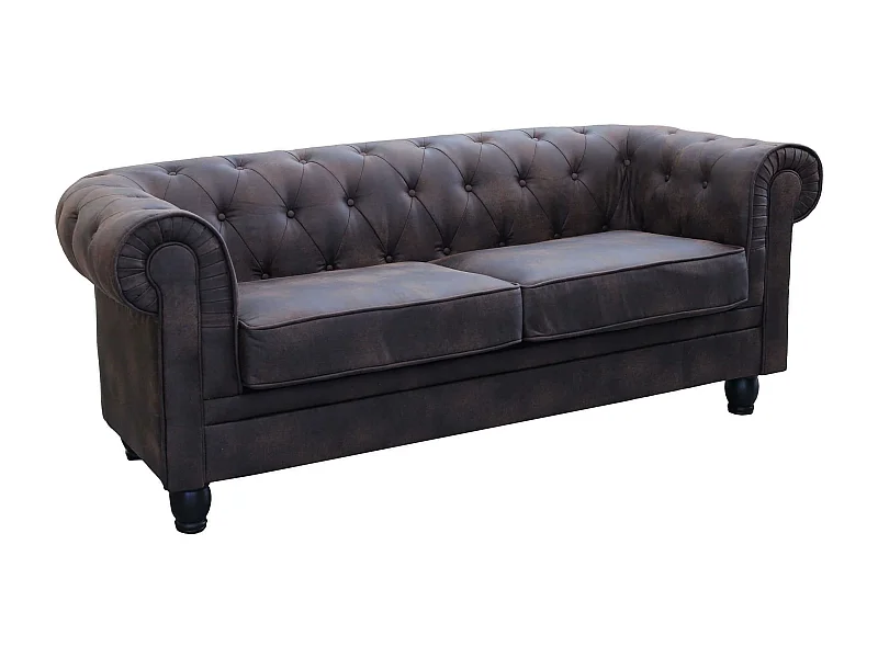 MilaniHome.it - divano vintage in ecopelle 3 posti cm 197x74x82 h di design inglese per salotto modernodi coloreMarrone