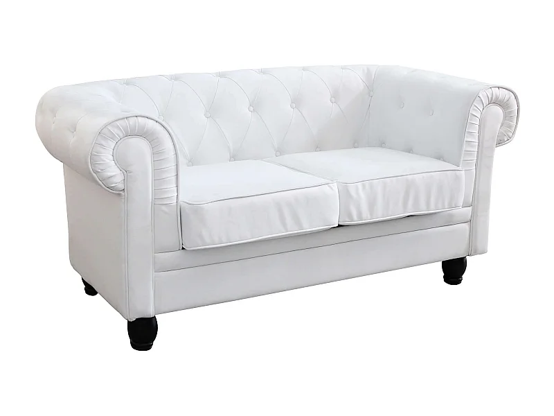 MilaniHome.it - divano vintage in ecopelle 2 posti cm 152x74x82 h di design inglese per salotto modernodi coloreBianco