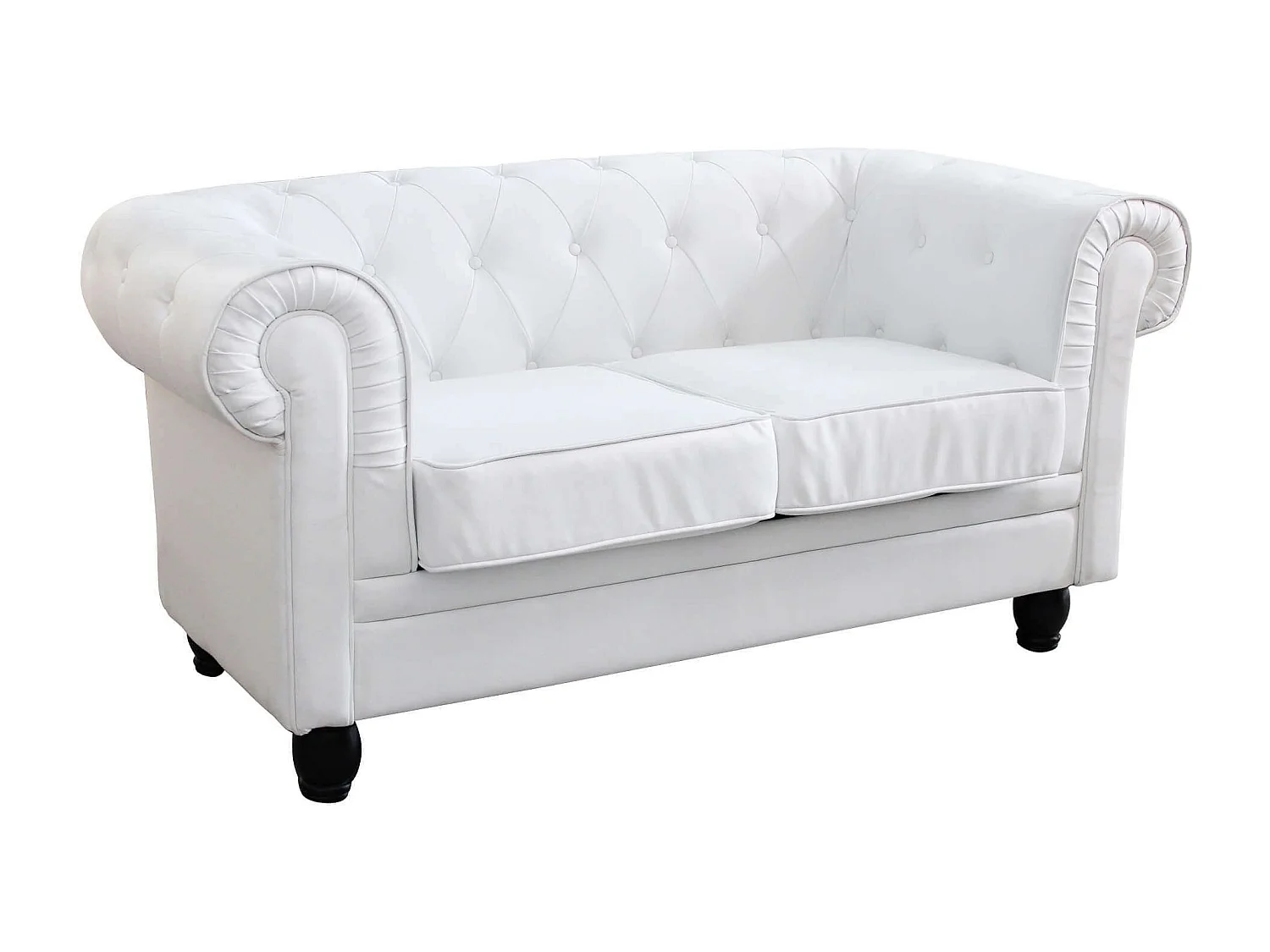 MilaniHome.it - divano vintage in ecopelle 2 posti cm 152x74x82 h di design inglese per salotto modernodi coloreBianco