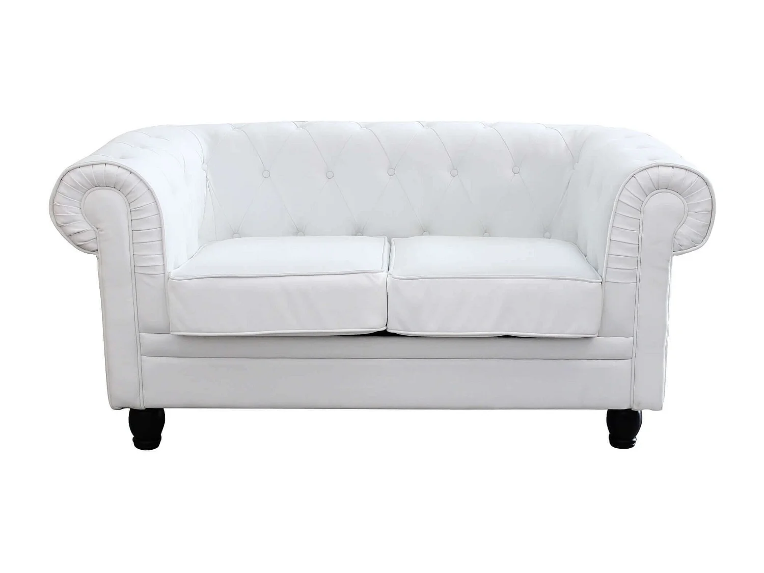 MilaniHome.it - divano vintage in ecopelle 2 posti cm 152x74x82 h di design inglese per salotto modernodi coloreBianco