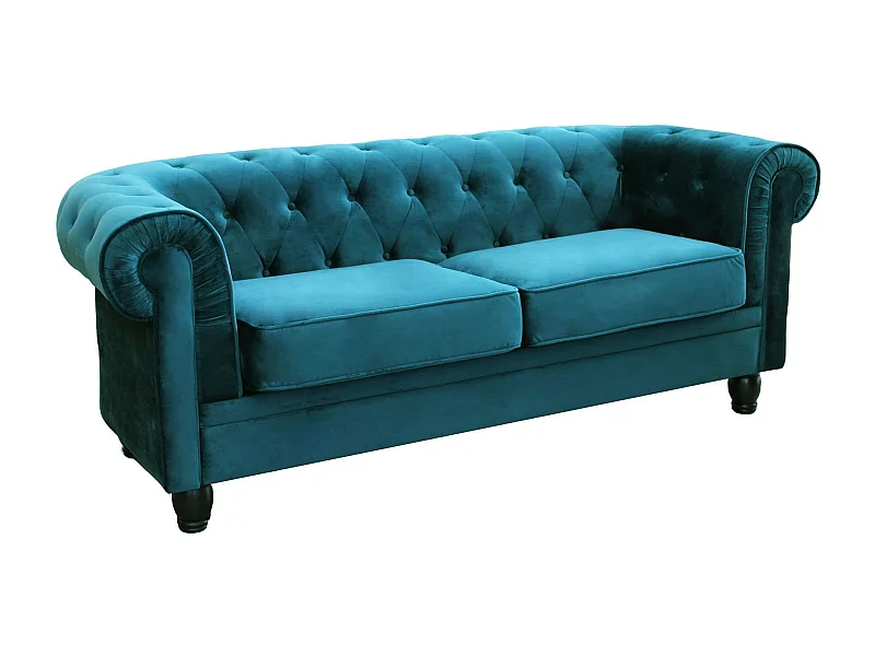 MilaniHome.it - divano vintage in ecopelle 3 posti cm 197x74x82 h di design inglese per salotto modernodi coloreBlu