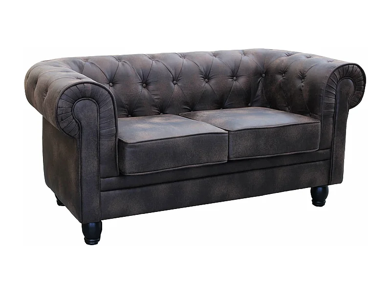 MilaniHome.it - divano vintage in ecopelle 2 posti cm 152x74x82 h di design inglese per salotto modernodi coloreMarrone