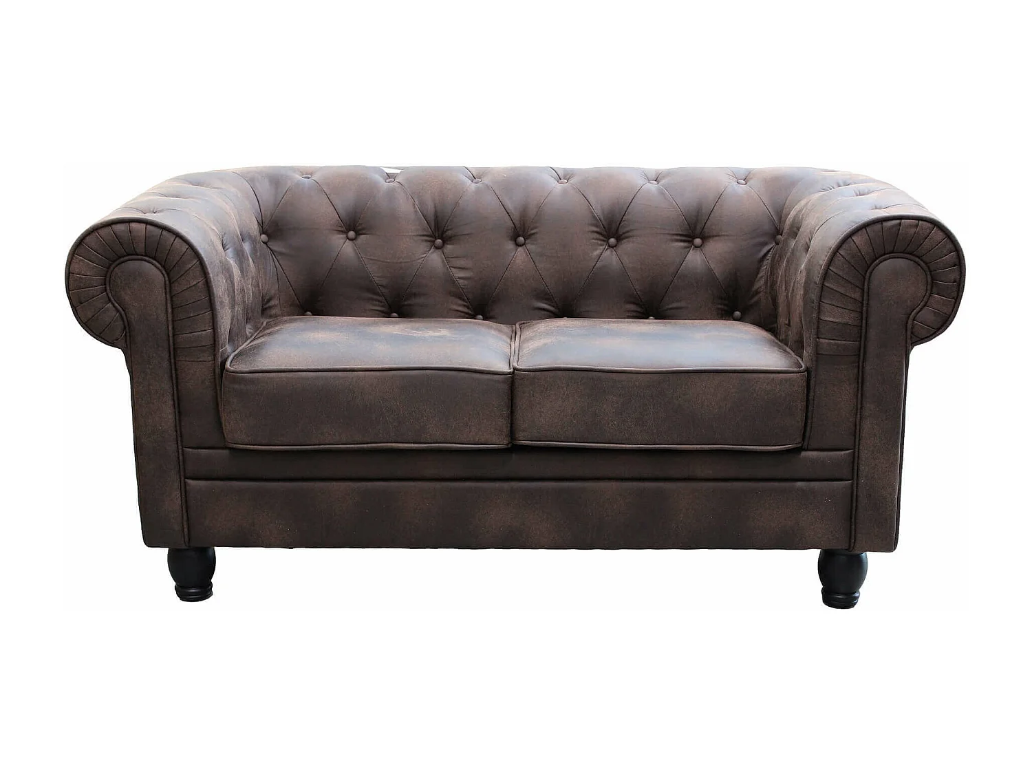 MilaniHome.it - divano vintage in ecopelle 2 posti cm 152x74x82 h di design inglese per salotto modernodi coloreMarrone