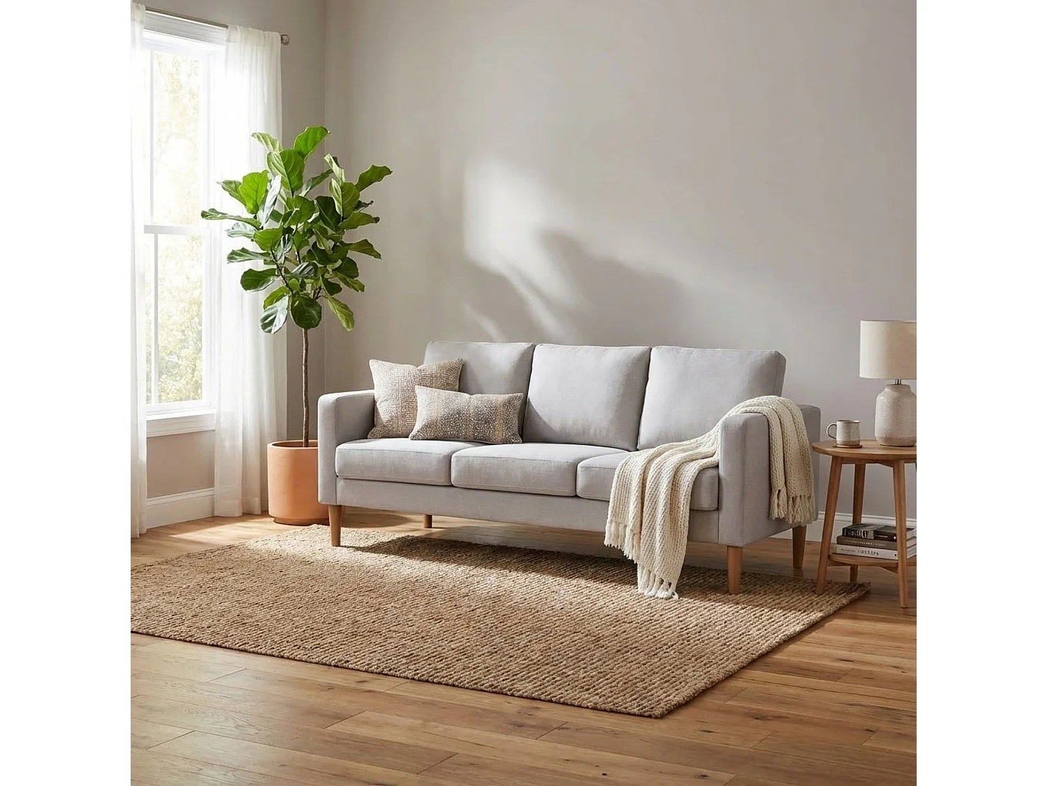 MilaniHome.it - Divano in tessuto 3 posti colorato di design scandinavo moderno per interno casa salotto sala d'attesa ufficiodi coloreBeige