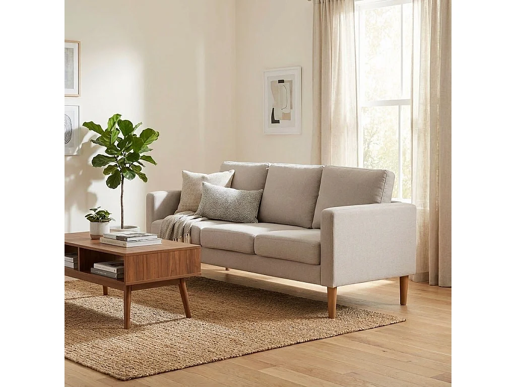 MilaniHome.it - Divano in tessuto 3 posti colorato di design scandinavo moderno per interno casa salotto sala d'attesa ufficiodi coloreBeige