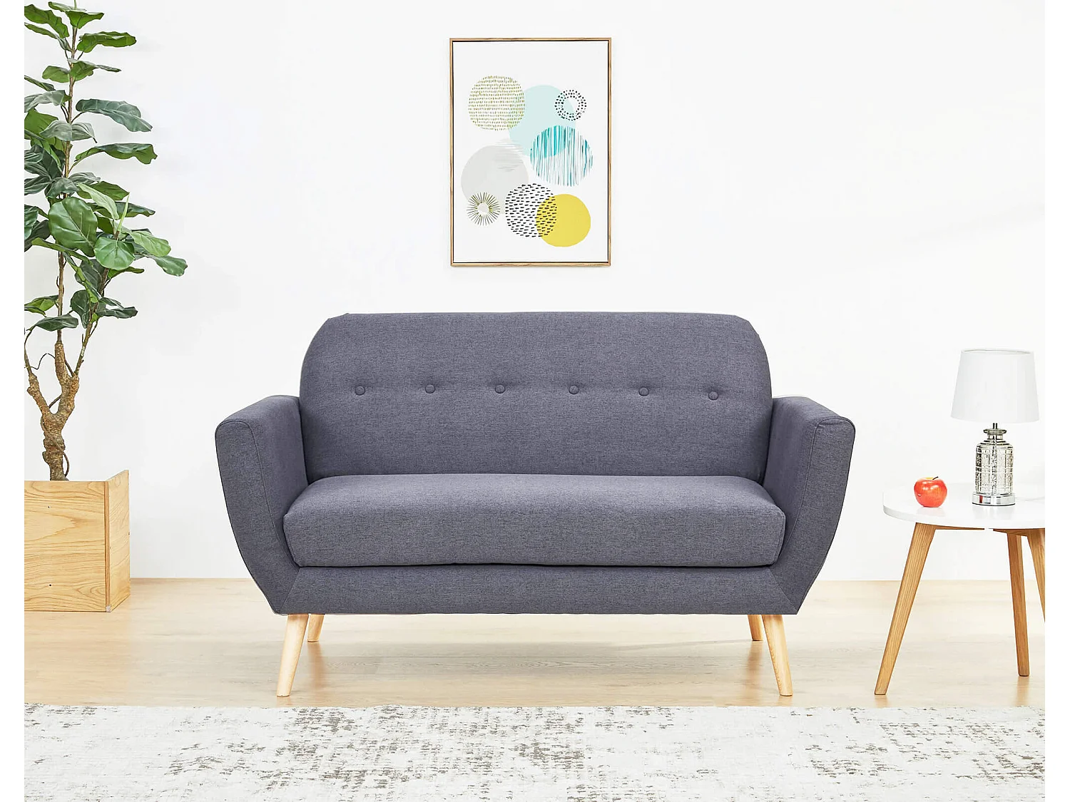 MilaniHome.it - Divano 2 Posti Grigio Stile Moderno Di Design Contemporaneo Con Bottoni Per Salotto Casa Hotel, Stile Moderno, Cm 147x79x86 Hdi coloreGrigio scuro