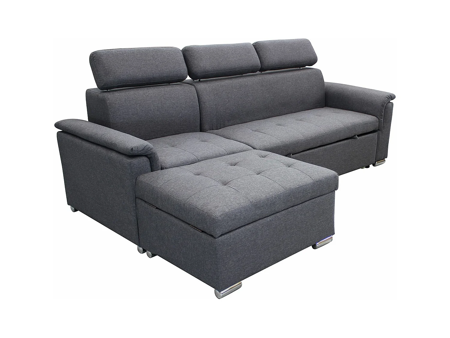 MilaniHome.it - divano letto con penisola ergonomico con poggiatesta regolabile e supporto lombare penisola contenitoredi coloreGrigio scuro