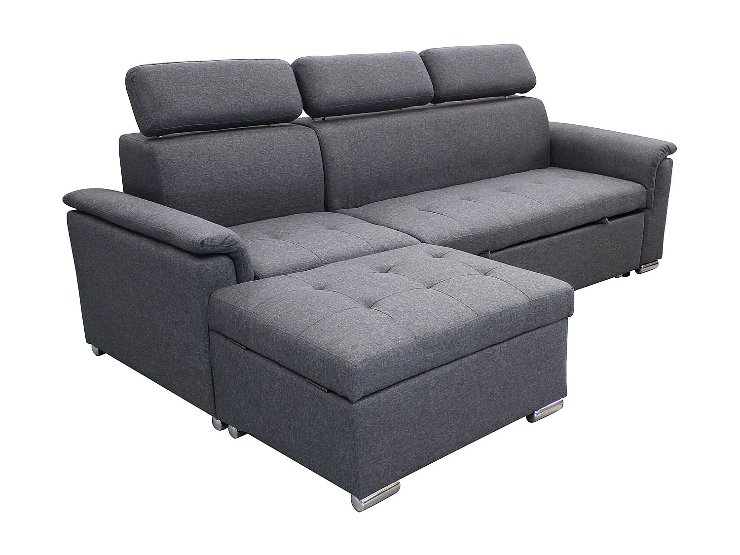 MilaniHome.it - divano letto con penisola ergonomico con poggiatesta regolabile e supporto lombare penisola contenitoredi coloreGrigio scuro