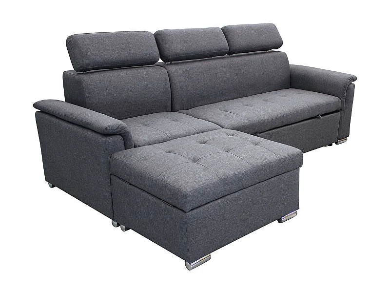 MilaniHome.it - divano letto con penisola ergonomico con poggiatesta regolabile e supporto lombare penisola contenitoredi coloreGrigio scuro