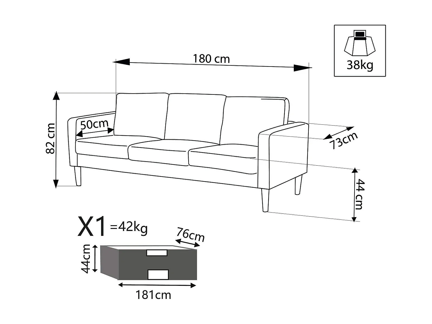 MilaniHome.it - Divano in tessuto 3 posti colorato di design scandinavo moderno per interno casa salotto sala d'attesa ufficiodi coloreGrigio scuro