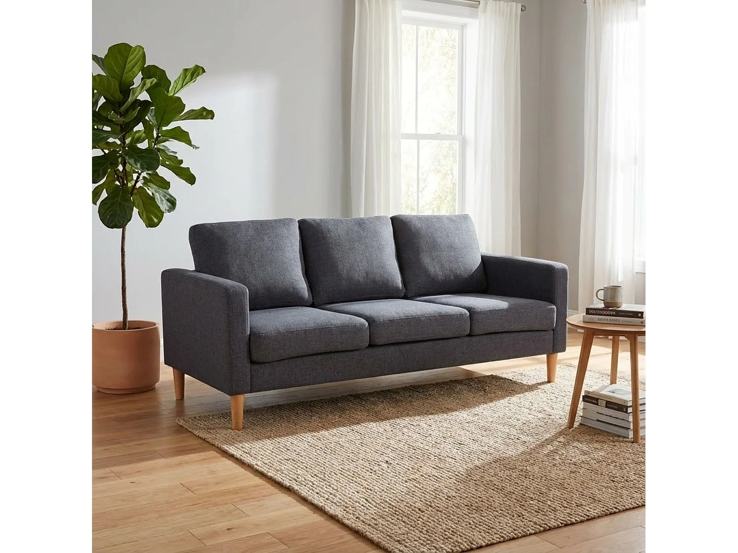 MilaniHome.it - Divano in tessuto 3 posti colorato di design scandinavo moderno per interno casa salotto sala d'attesa ufficiodi coloreGrigio scuro