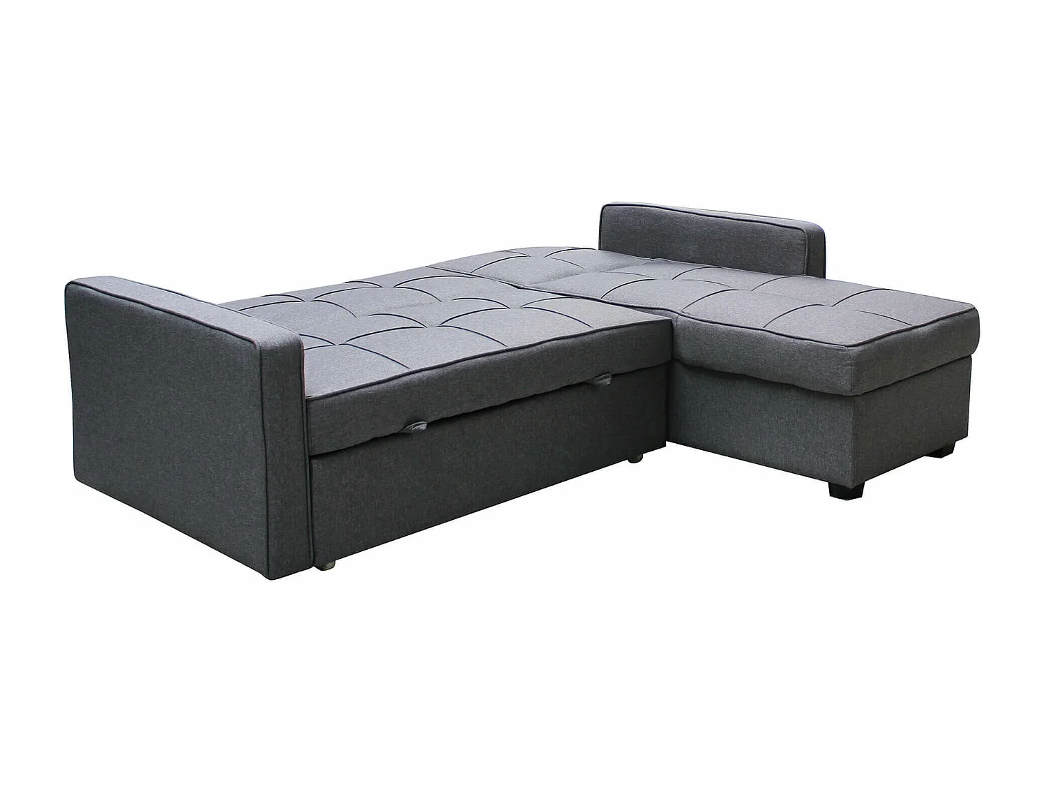 MilaniHome.it - divano letto con penisola per salotto soggiorno in tessuto grigio scuro modernodi coloreGrigio scuro