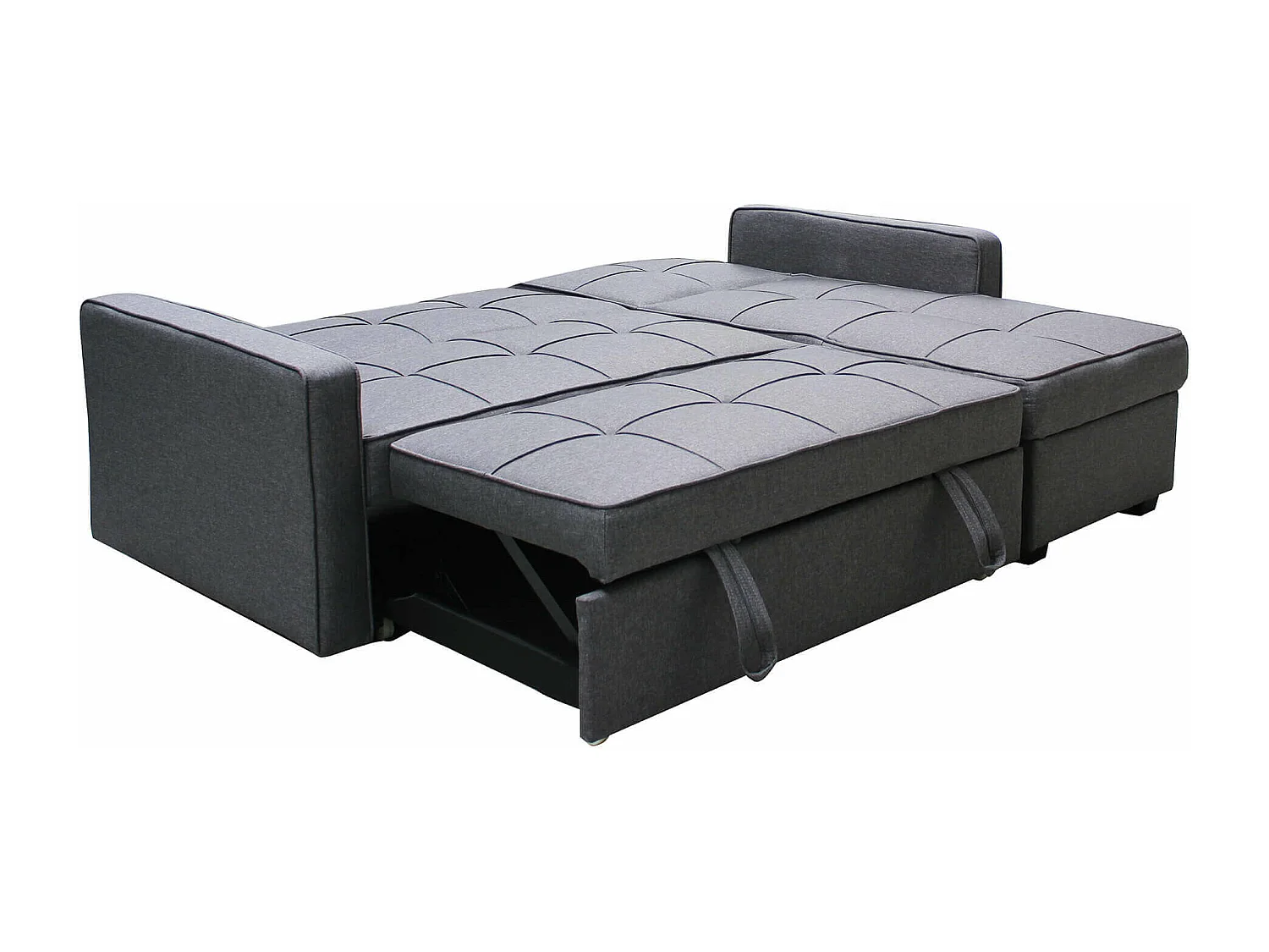 MilaniHome.it - divano letto con penisola per salotto soggiorno in tessuto grigio scuro modernodi coloreGrigio scuro