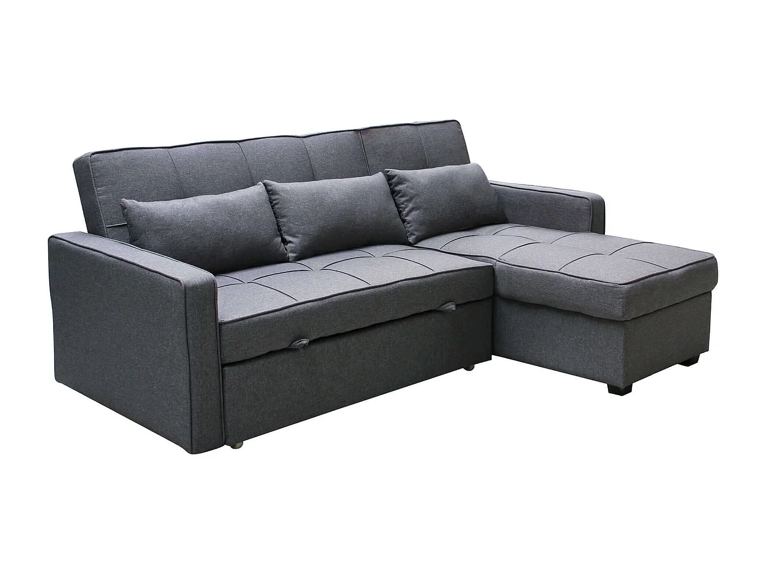 MilaniHome.it - divano letto con penisola per salotto soggiorno in tessuto grigio scuro modernodi coloreGrigio scuro