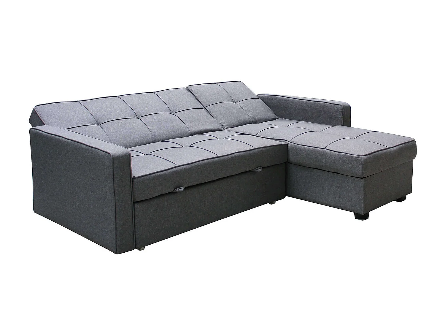 MilaniHome.it - divano letto con penisola per salotto soggiorno in tessuto grigio scuro modernodi coloreGrigio scuro