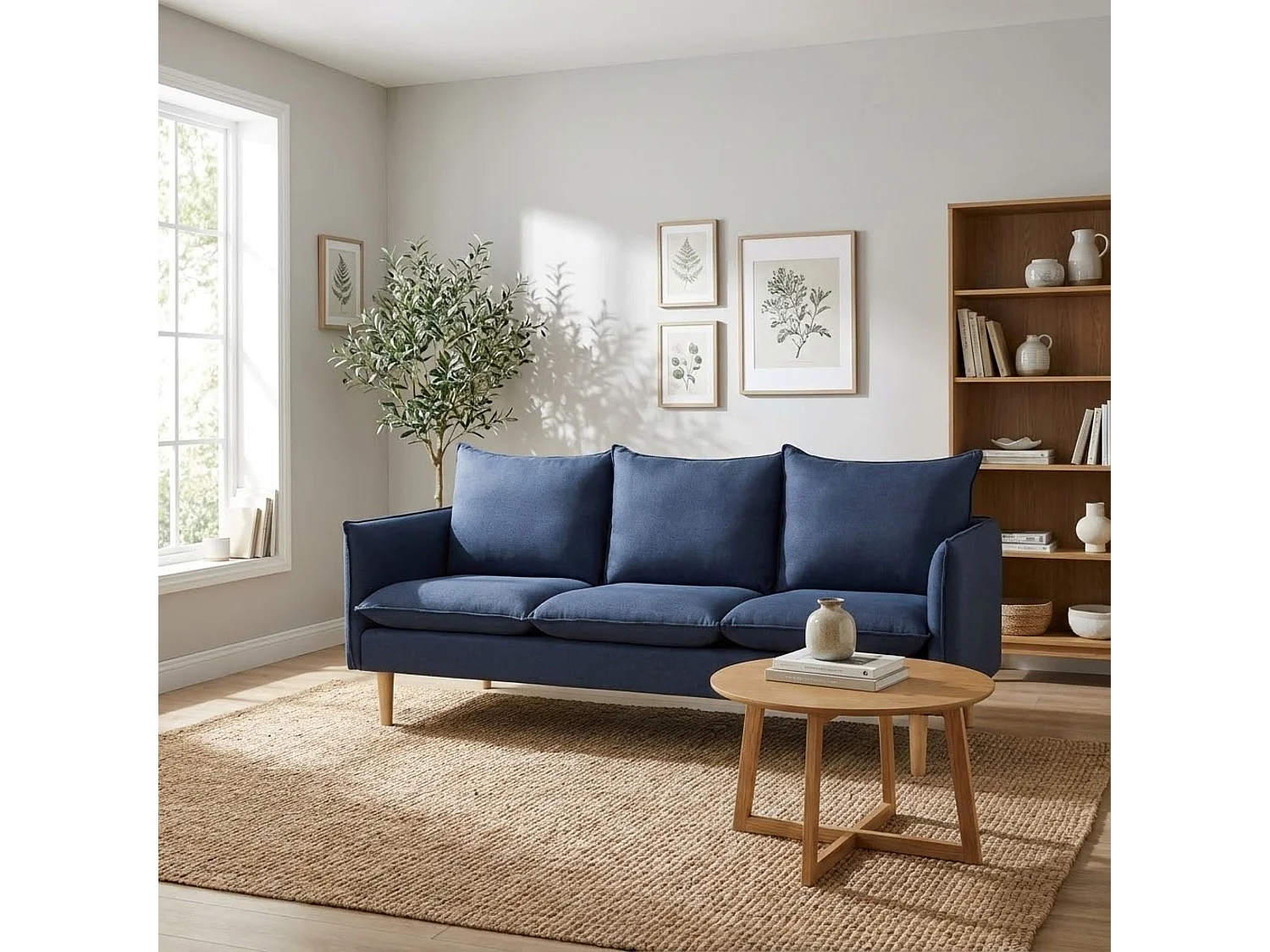 MilaniHome.it - divano 3 posti stile nordico scandinavo 188x84x51 hdi coloreBlu