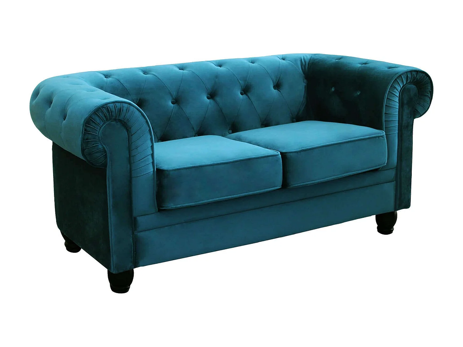 MilaniHome.it - divano vintage in velluto 2 posti cm 152x74x82 h di design inglese per salotto modernodi coloreBlu