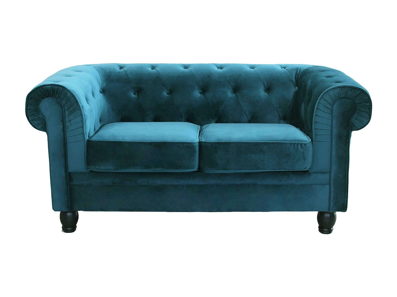 MilaniHome.it - divano vintage in velluto 2 posti cm 152x74x82 h di design inglese per salotto modernodi coloreBlu