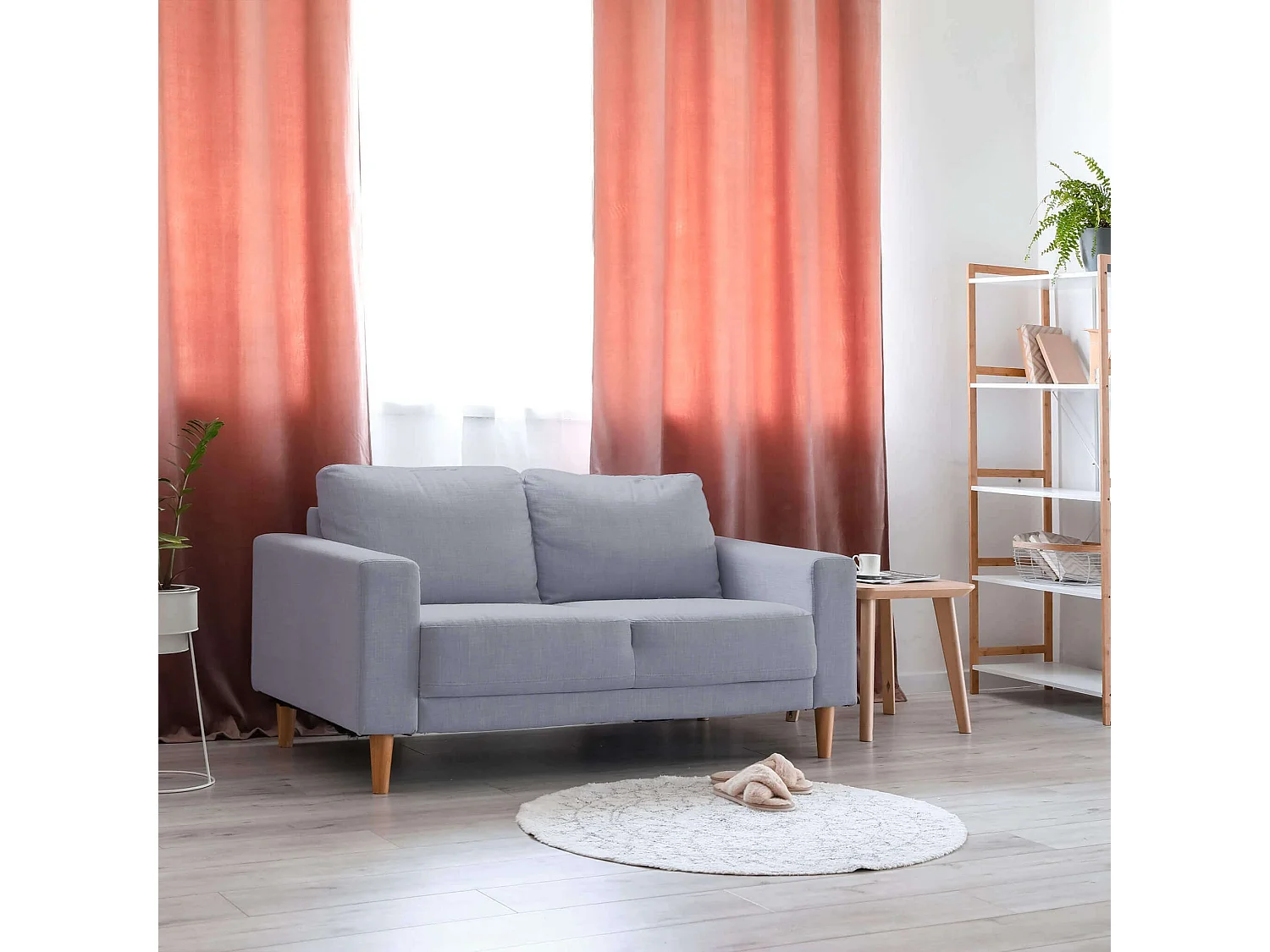 MilaniHome.it - Divano in tessuto 2 posti colorato di design scandinavo moderno per interno casa salotto sala d'attesa ufficiodi coloreGrigio chiaro