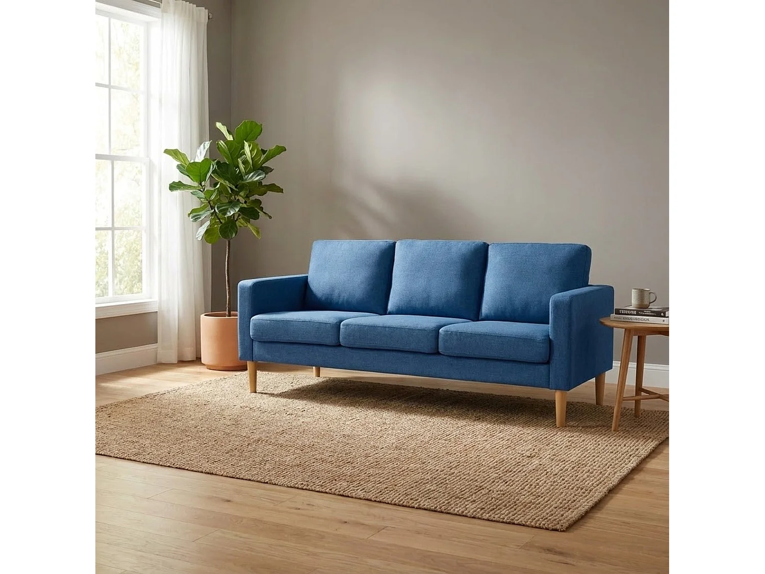 MilaniHome.it - Divano in tessuto 3 posti colorato di design scandinavo moderno per interno casa salotto sala d'attesa ufficiodi coloreBlu