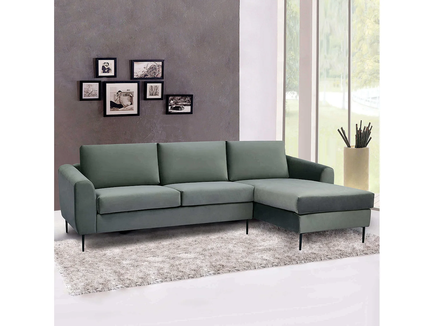 MilaniHome.it - divano 3 posti con penisola di design moderno cm 180x97x85hdi coloreGrigio