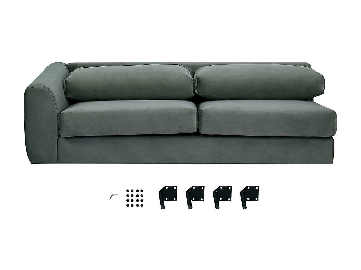 MilaniHome.it - divano 3 posti con penisola di design moderno cm 180x97x85hdi coloreGrigio