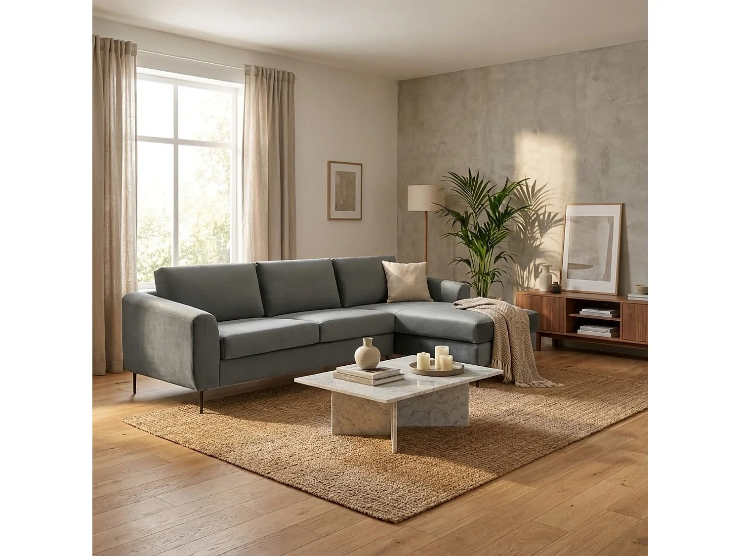 MilaniHome.it - divano 3 posti con penisola di design moderno cm 180x97x85hdi coloreGrigio