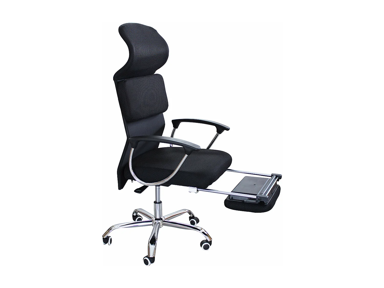 MilaniHome.it - sedia da ufficio con poggiapiedi estraibile ergonomica con poggiatesta e supporto lombare sedia da lavoro girevole regolabiledi coloreNero