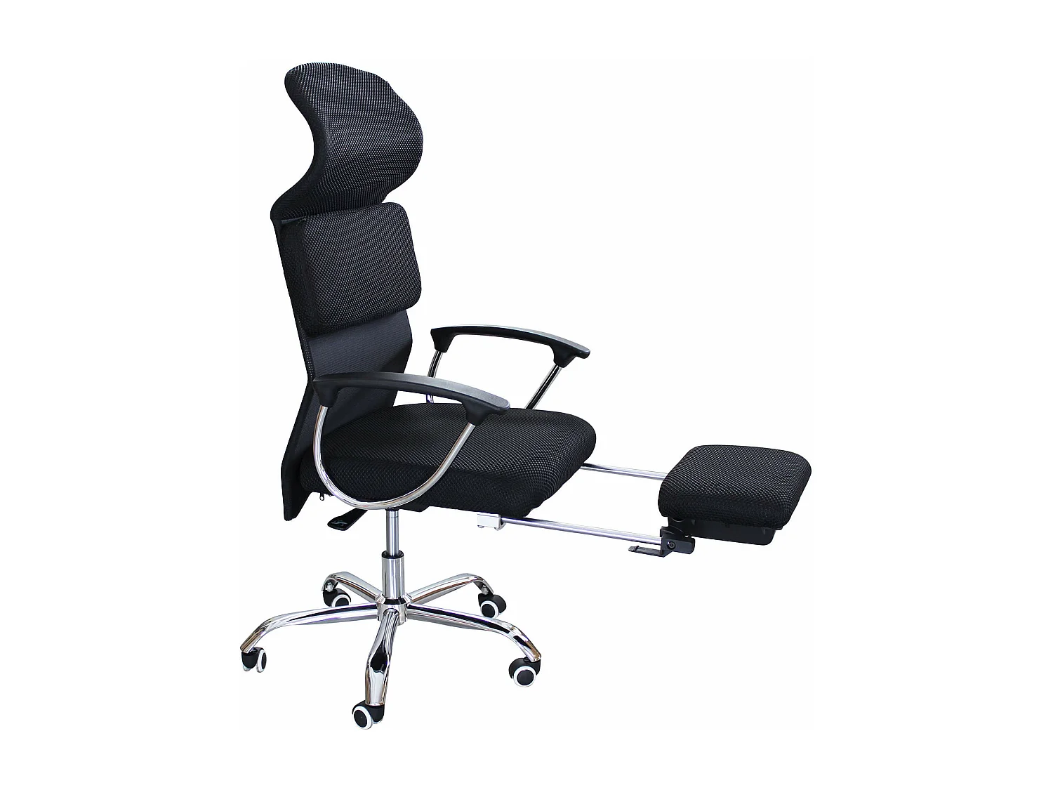 MilaniHome.it - sedia da ufficio con poggiapiedi estraibile ergonomica con poggiatesta e supporto lombare sedia da lavoro girevole regolabiledi coloreNero