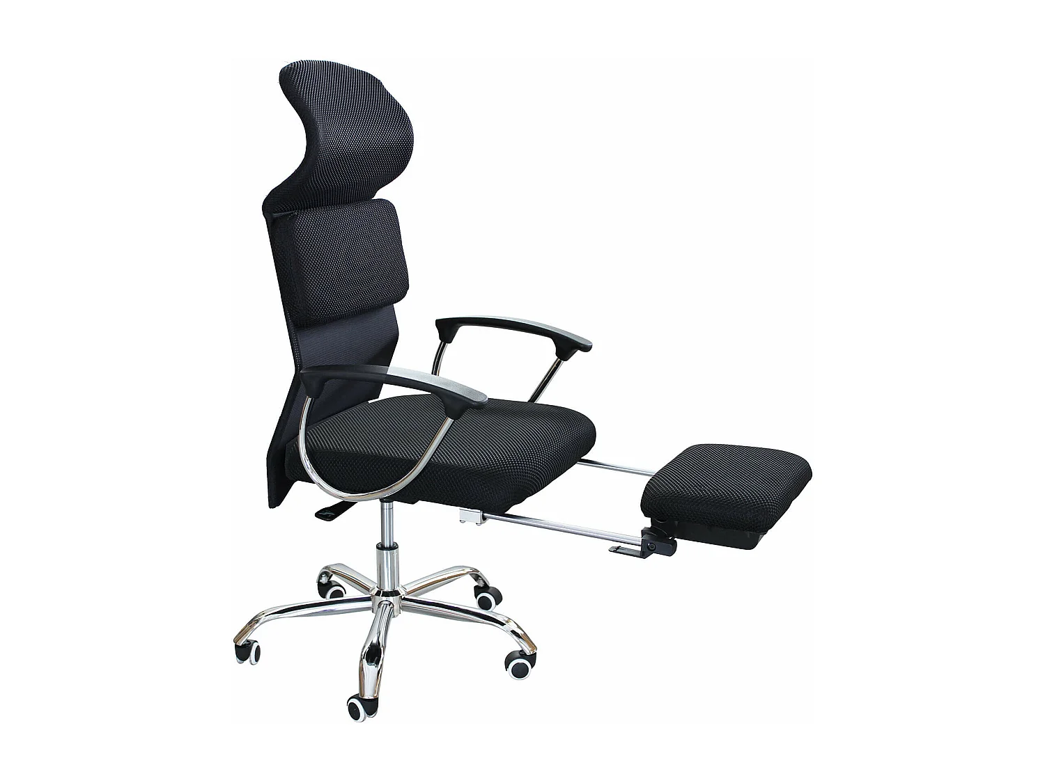 MilaniHome.it - sedia da ufficio con poggiapiedi estraibile ergonomica con poggiatesta e supporto lombare sedia da lavoro girevole regolabiledi coloreNero