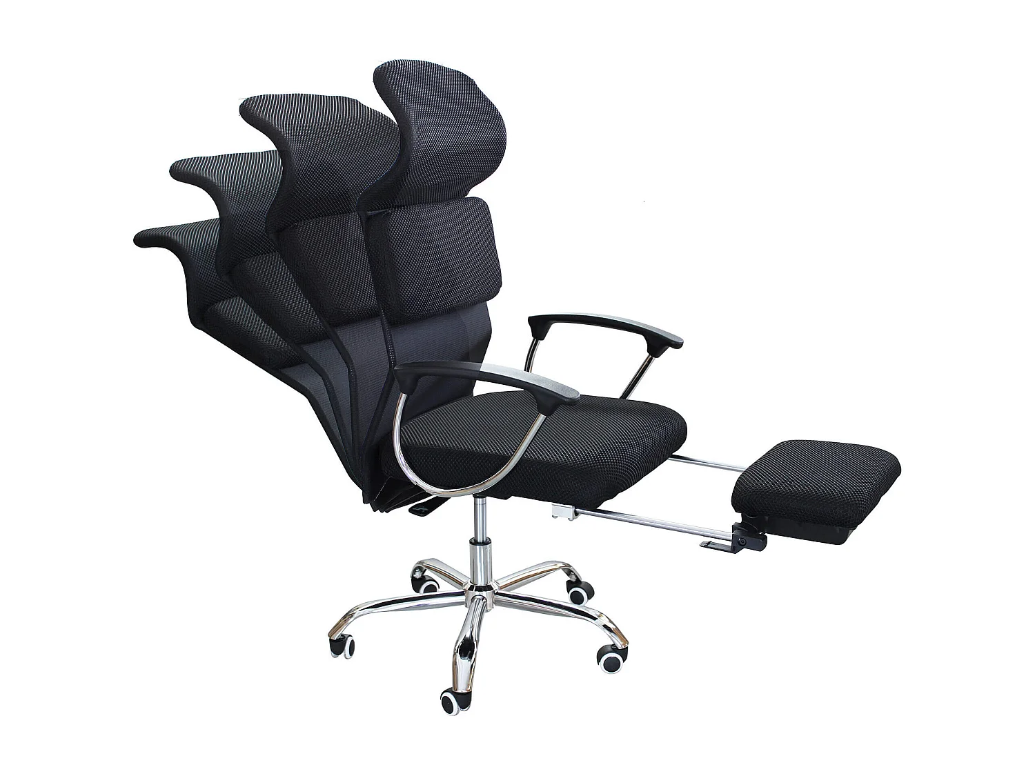 MilaniHome.it - sedia da ufficio con poggiapiedi estraibile ergonomica con poggiatesta e supporto lombare sedia da lavoro girevole regolabiledi coloreNero