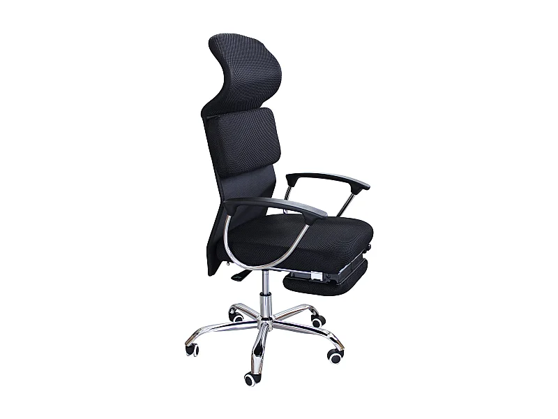 MilaniHome.it - sedia da ufficio con poggiapiedi estraibile ergonomica con poggiatesta e supporto lombare sedia da lavoro girevole regolabiledi coloreNero